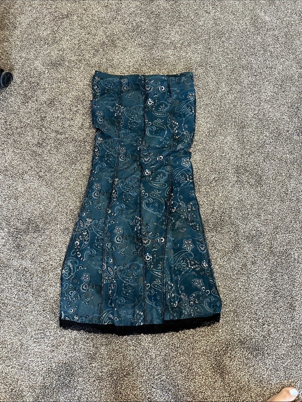 SHEIN Teal Paisley A-Line Midi Skirt